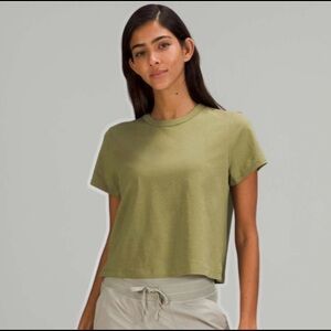 NWT Lululemon Classic-Fit Cotton-Blend T-Shirt, Bronze Green Women’s Size 10
